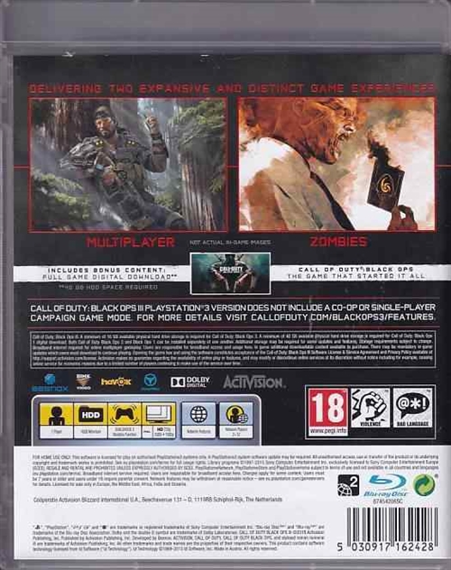 Call Of Duty Black Ops III - PS3 (B Grade) (Genbrug)